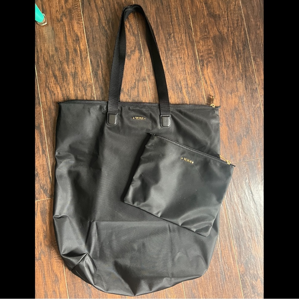 Tumi black tote carry on 18x16 inches